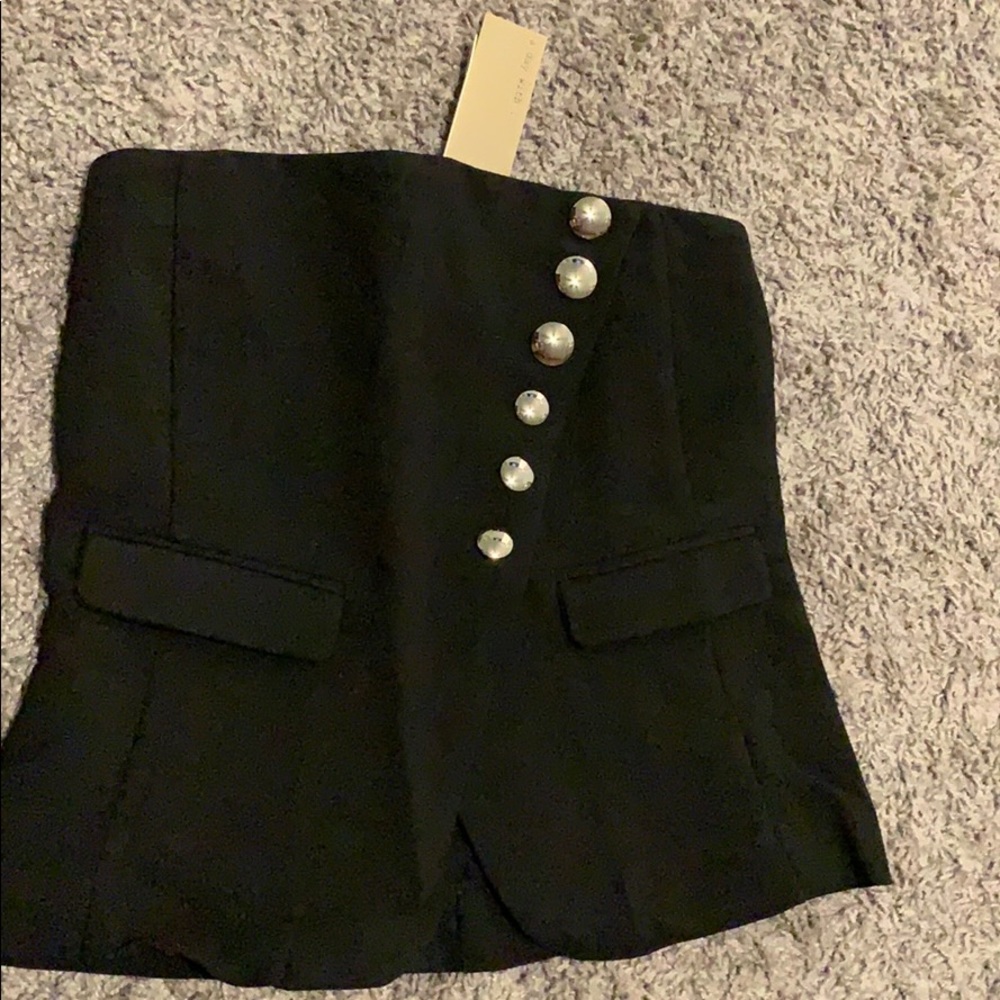 Size small black tube top with gold buttons